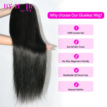 Glueless Wigs Straight Human Hair Wig 6x4 4x4 Lace Closure Pre Cut Lace Wigs Brazilian Hair Transparent Lace Wigs Drawstring Wig