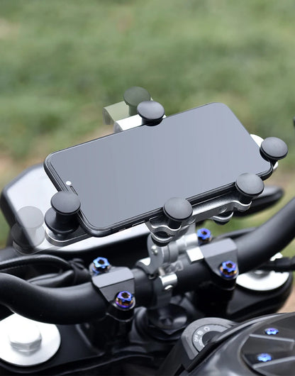 Shock-Absorbing Phone Holder for Motorcycle Bicycle 2024 Upgraded Alloy Rotary Adjustment Mobile Phone Navigation Bracket