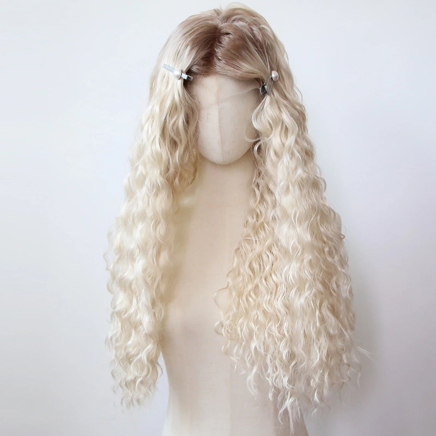 Black Romance Curly Synthetic Lace Front Wig Long Deep Curly Jet Black Lace Front Synthetic Wig Pre Plucked Natural Hairline
