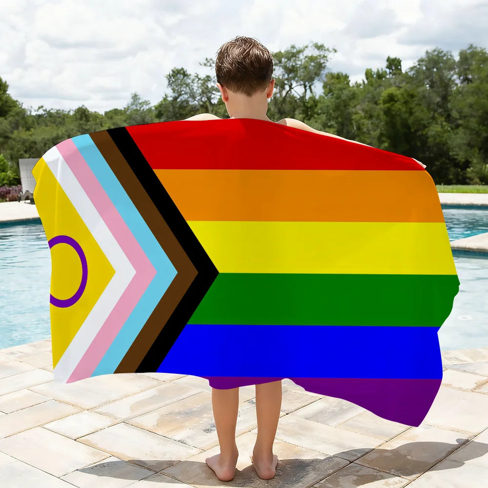 LGBT Gay Rainbow Pride Towel Quick Dry Absorbent Beach Towel for Sports, Fitness, Swimming and Outdoor Activities