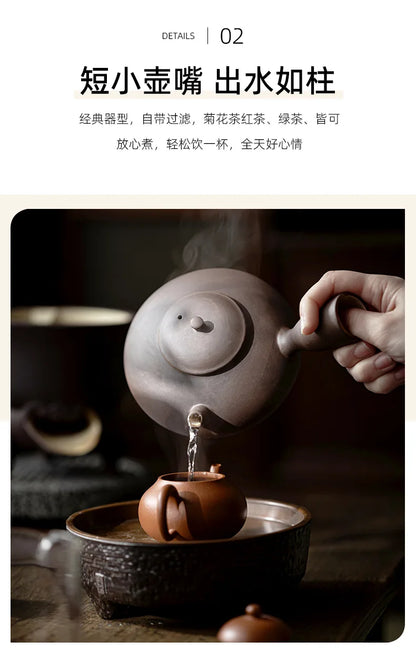 Handmade Pottery Carbon Charcoal Furnace Vermilion Style Olive Wood Boil Water Stove for Tea Kettle Household Kung Fu Teaware