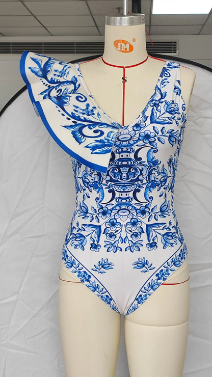 2026 New Sexy Ruffle Bikini Set Printed Brazilian Biquini Women Swimwear Skirt Bathing Suit Girls Summer Beachwear Dress