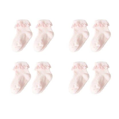 1/3/4/5pairs Cotton Pure Color Toddler Girl Lace Socks Infant Baby Girls Non-slip Socks Young Children Girl Cute Half Knee-socks