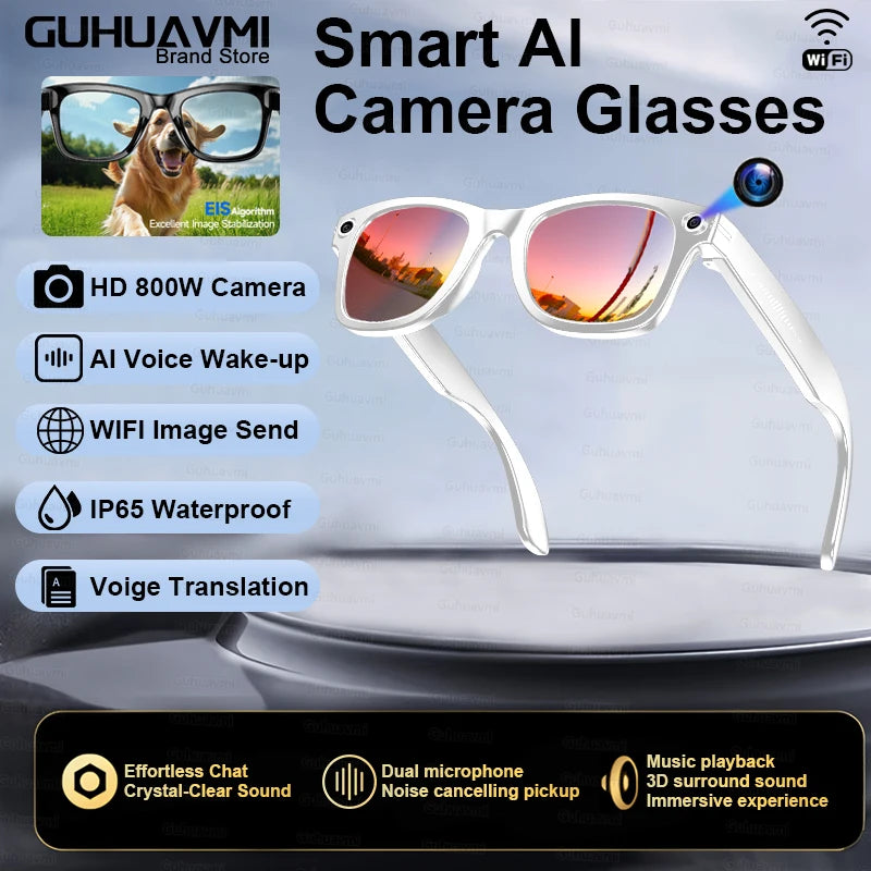 New 800W Pixel HD Camera SmartGlasses Men 1080P Image Quality Video Recording Photography Study Travel Color Change Glasses Lady