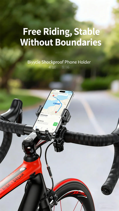 Motorcycle Riding Shock-Absorbing Phone Holder Adjustable Anti-Theft Quick Release Navigation Bracket with Mountain/Road Bicycle