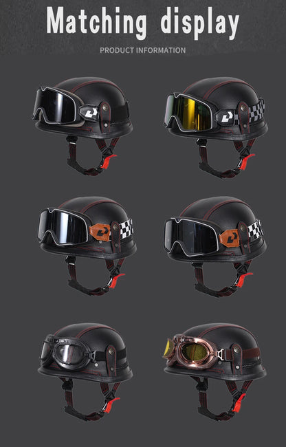 Casco abierto Vintage certificado DOT, Casco de cara abierta para motocicleta, Casco Retro 3/4, Casco de crucero, Casco para Mot