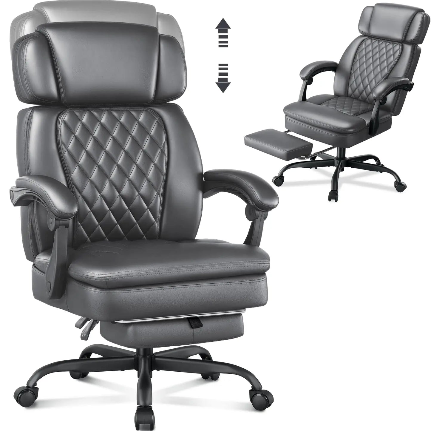 400lbs Executive Office Chair with Foot Rest for Heavy People, Ergonomic Big and Tall Desk Chair with Adjustable, Customized
