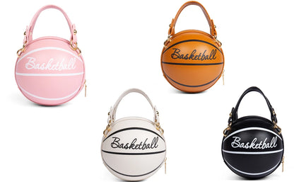 Basketball Shaped Crossbody Bag, Trendy Y2K Chain Shoulder Bag, PU Leather Top Handle Circle Purse Purses and Handbags Hand Bags