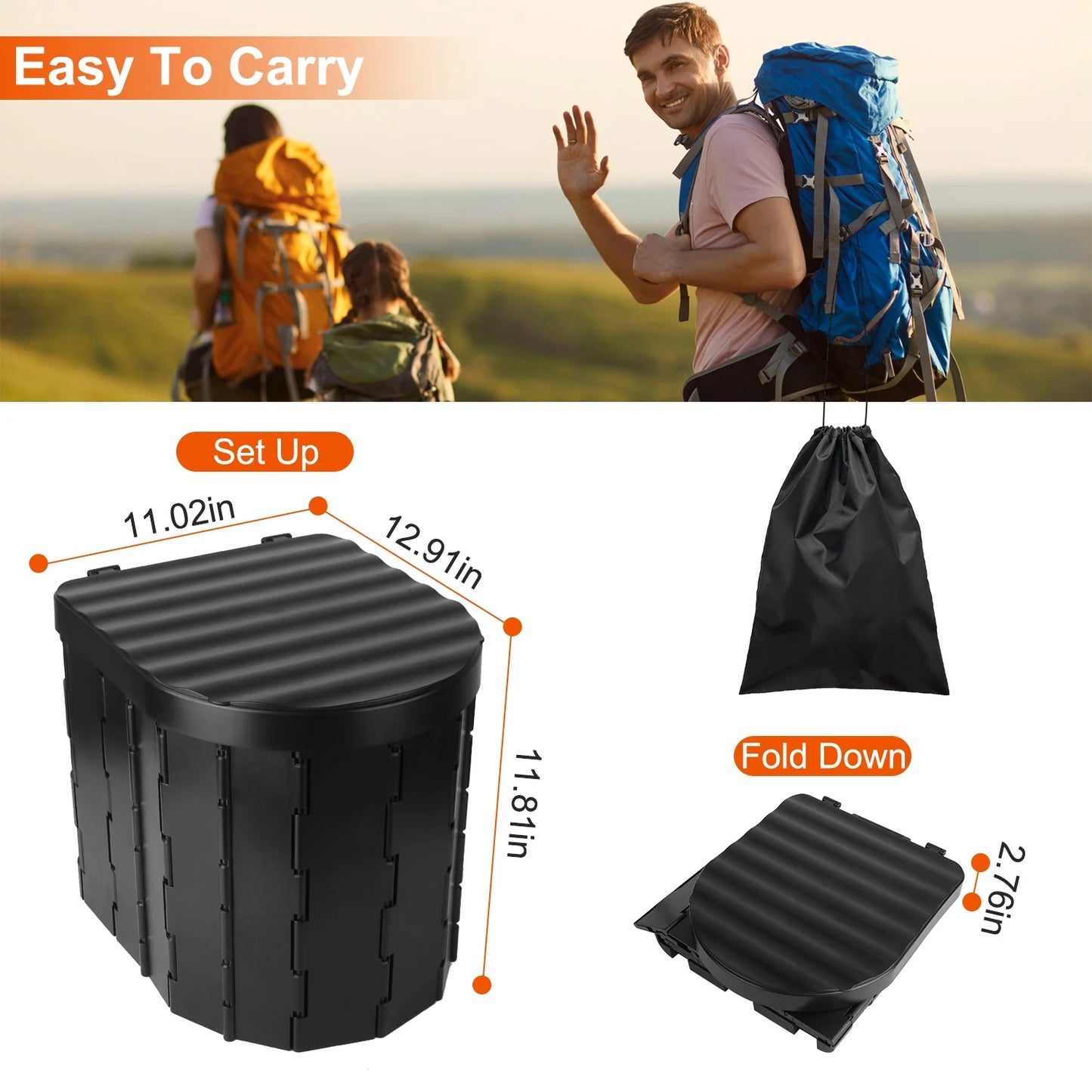 Portable Travel Bucket Toilet Seat Folding Toilet with Lid Camping Toilet Emergency Toilet Car Folding Toilets