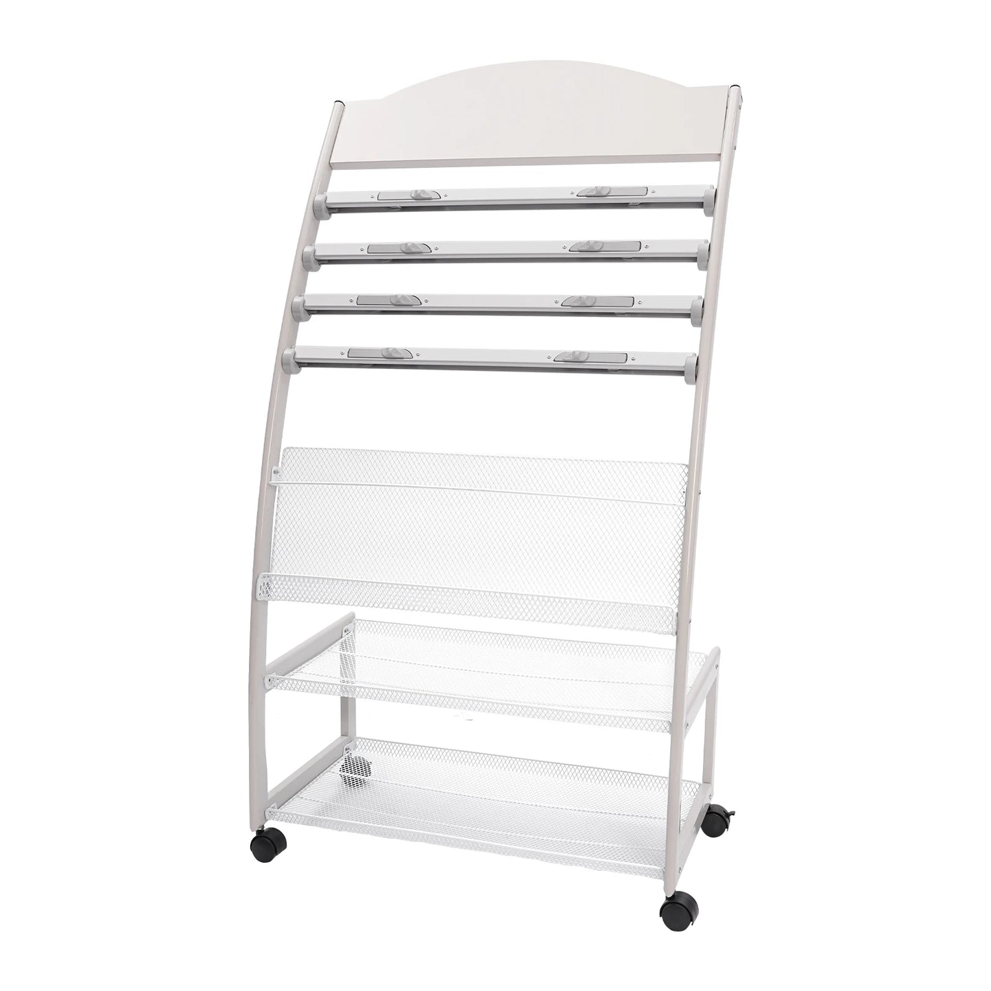 Aluminum Alloy Clip on Newspaper Rack, Magazine Display Rack, Magazine Rack, Brochure Display Rack - Black/White