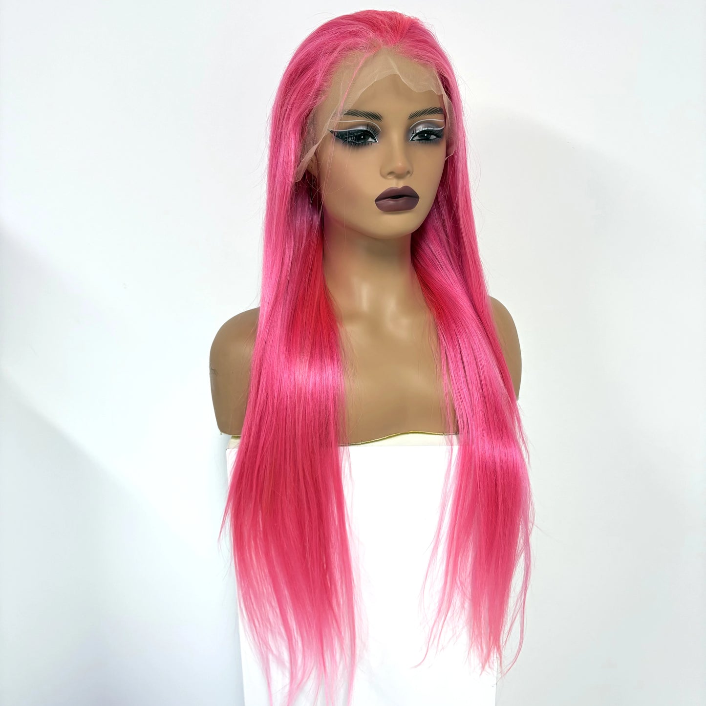 13x4 Lace Frontal Pink Straight Human Hair Wig 26 28inch 250 Density Pre Plucked Red Hair Wig Grey Lace Front Wigs for Women
