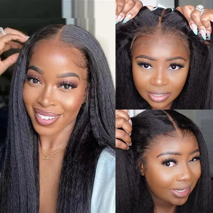 SKINLIKE Real HD Lace Front Wigs Kinky Straight 250% 13x4 Full Frontal Wigs Human Hair Wigs Peruvian Yaki Straight Melt Skins