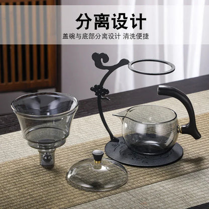 Handmade Iron Glass Tea Set Home Tea Magnet Semi-automatic Tea Machine Office Guest Set