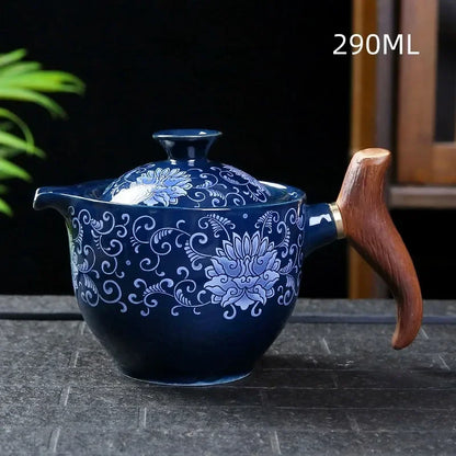 New Style Ceramic Glass Teapot Chinese Gongfu Tea Pot 360 Rotation Tea Maker  Automatic Single Pot   Teapot For Tea
