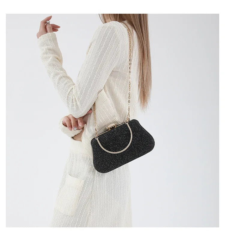 Luxury High Design Women Evening Bag Brand Party Banquet Glitter Bag for Ladies Wedding Clutch Handbag Shoulder Bag Chain Bolsas