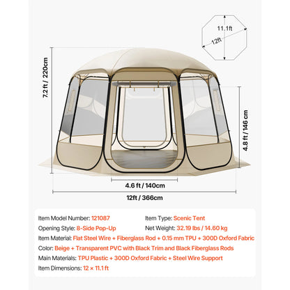 SucceBuy Pop up Bubble Tent Waterproof & UV-Resistant Clear Camping Tent Shelter Outdoor Garden Dome Igloo Tents with Windows