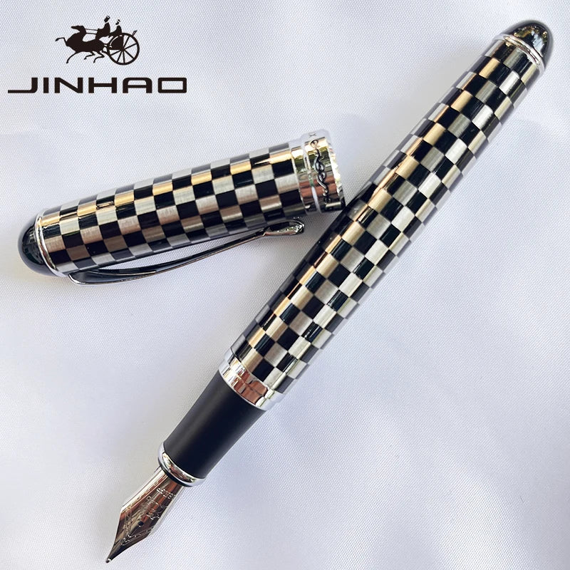 1 PCS Jinhao X750 Fountain Pen Set Medium Nib With Ink Converter Silver Trim Fancy gift calligraphy writing pen