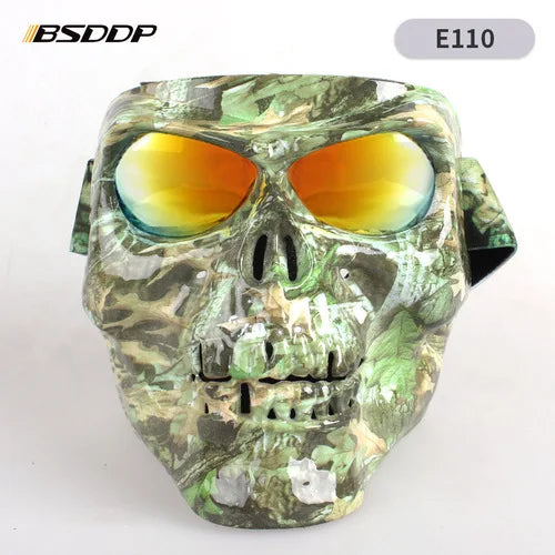 Skull Face Mask With Goggles Motorcycle Dust Masks Helmet Moto Casco Cycling Face Shield HD Cycling Glasses UV400 for Man Womem