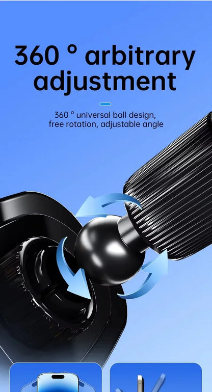 UYUXIO Wireless Car Charger Fast Charge Manual Clamping Air Vent Car Phone Holder for Samsung Android Phones iPhone 16 15 14 13