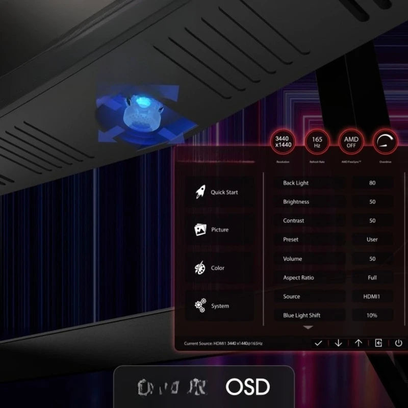 Curved Ultrawide WQHD Monitor 34 Inch 3440x1440 180Hz 165Hz DisplayPort 99% sRGB 1ms PBP Built-in Speakers