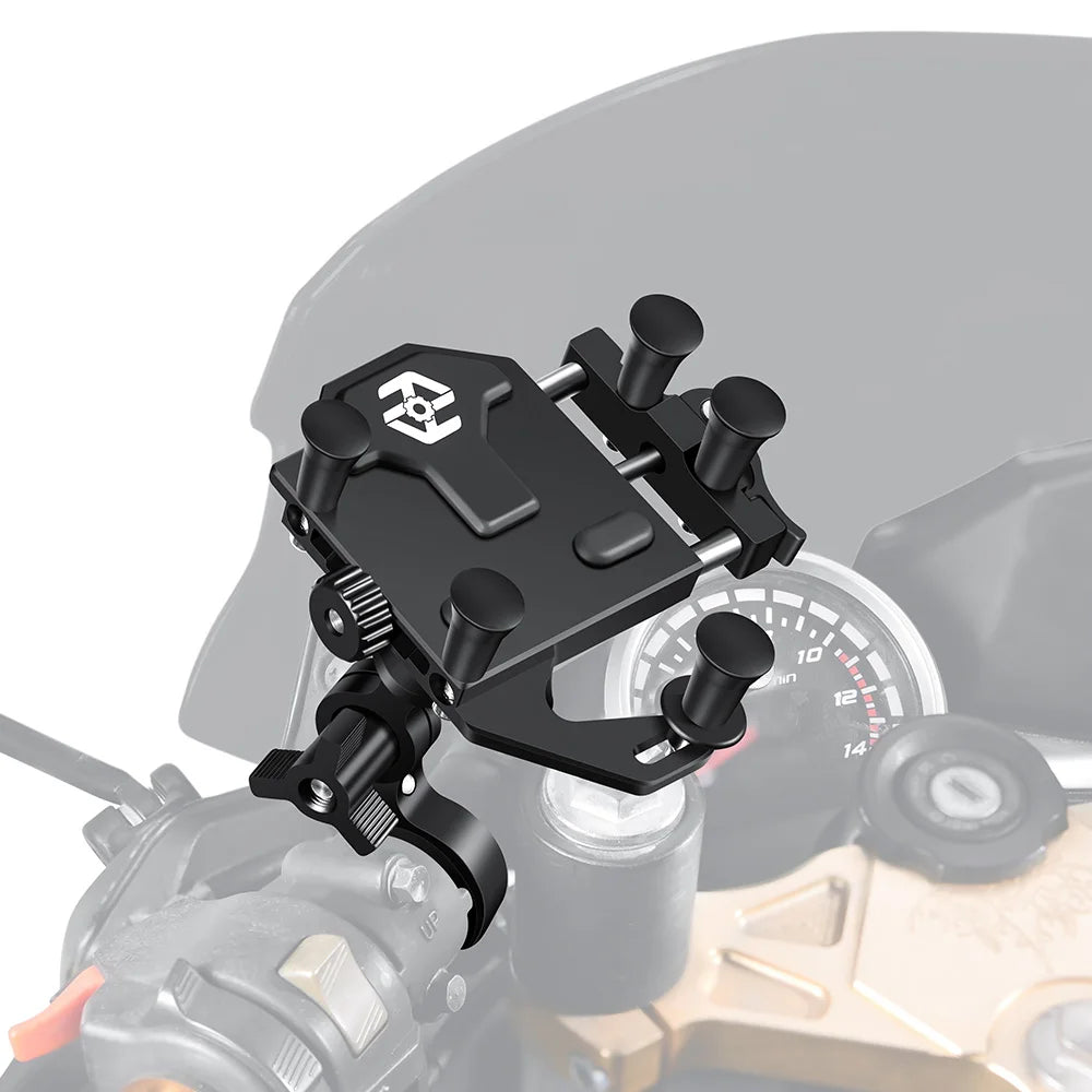 Motorcycle Phone Holder Universal Aluminum Alloy Shock-Absorbing Motos Handlebar Navigation Bracket 360° Rotary Adjustable Stand