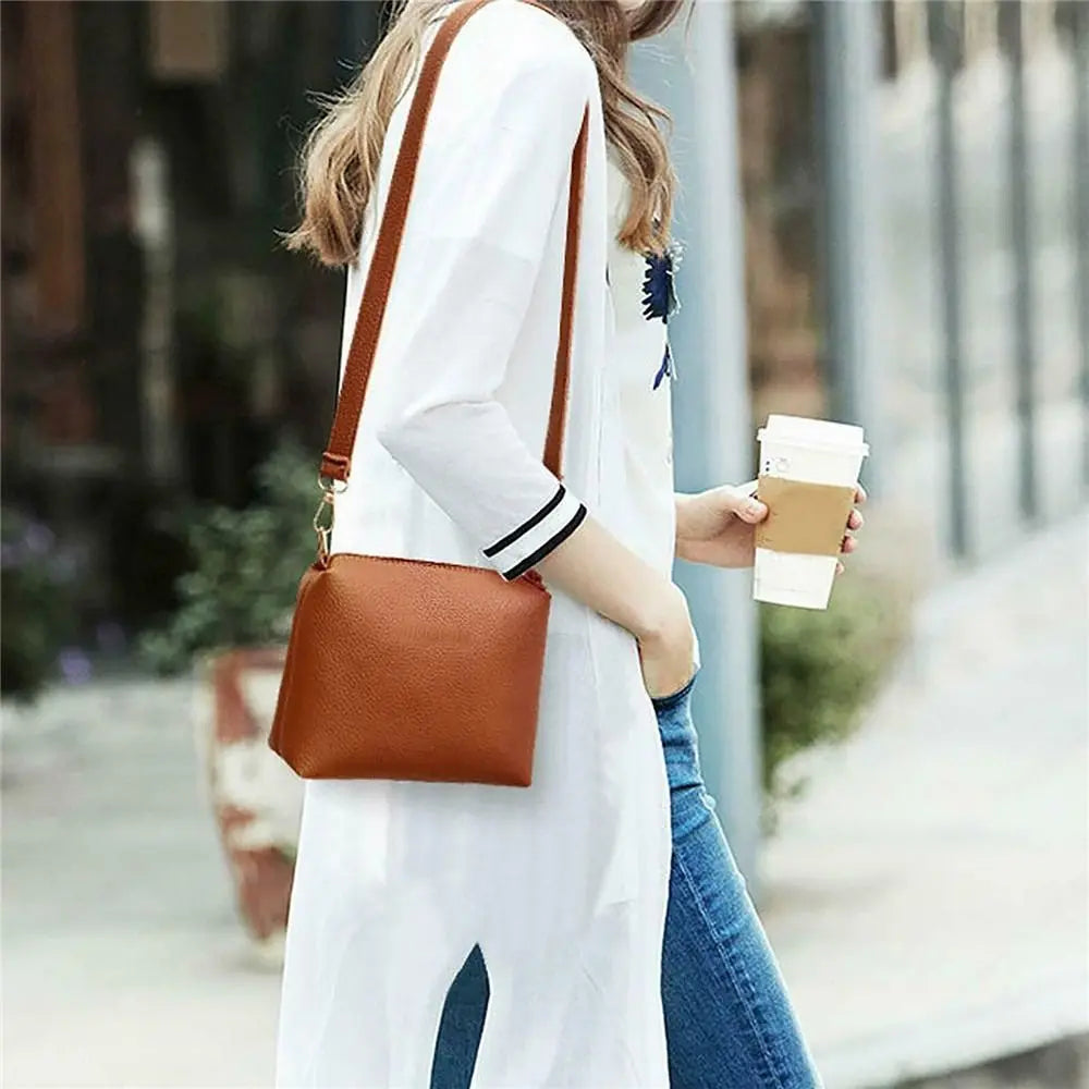 4Pcs/Set New High Capacity Crossbody Bag Leather Handbag Shoulder Bag Wallet Purses Portable Women Girls Fashion Casual Bag