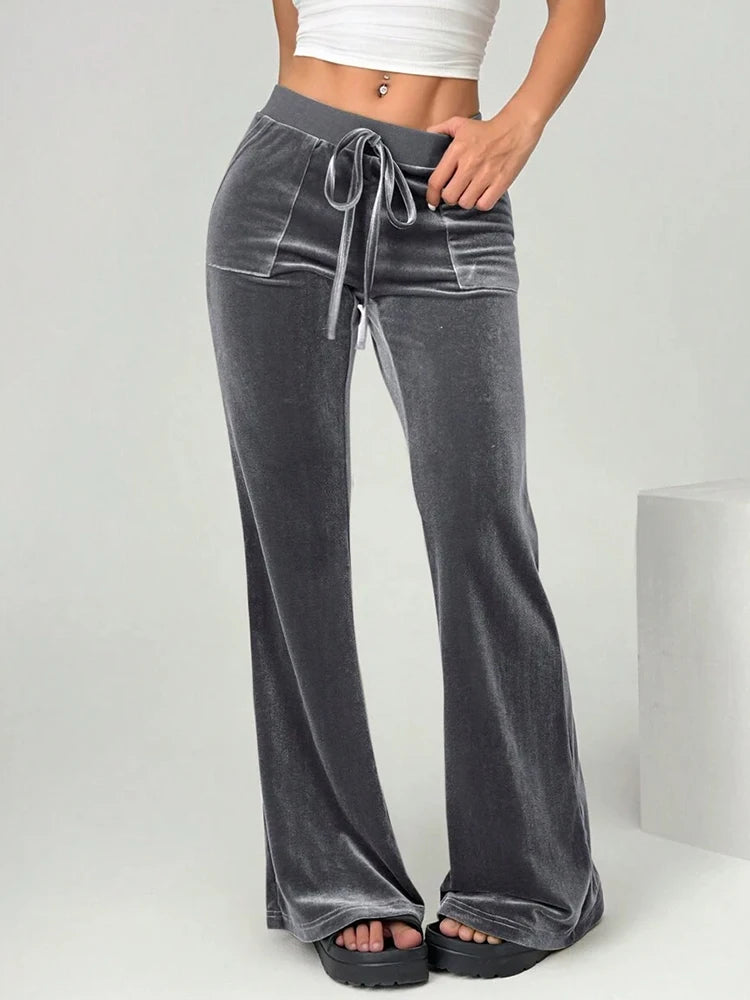 2025 autumn and winter women's micro flared pants slim fit and slimming casual flared pants velvet pants