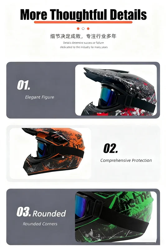 High Quality Motorcycle Off Road Racing Helmet ATV Forest DH Mountain Bike Full Helmet DOT Approved