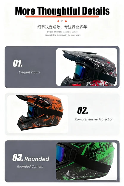 High Quality Motorcycle Off Road Racing Helmet ATV Forest DH Mountain Bike Full Helmet DOT Approved