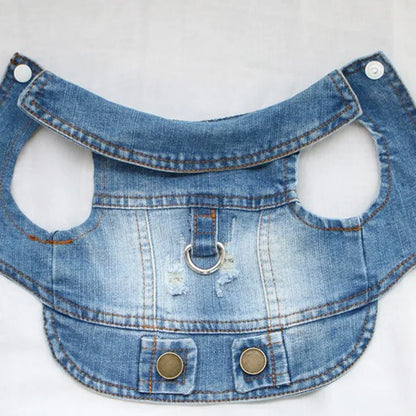Cool Dog Jeans Jacket for Small Medium Dogs, Fashion Puppy Clothes for Chihuahua Yorkie Poodle Apparel