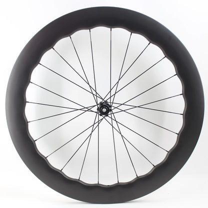 New 700C 65mm wave Road Bike UD Full Carbon Fibre Bicycle Thru Axle Center lock Disc brake Wheelset clincher tubeless rims 25mm