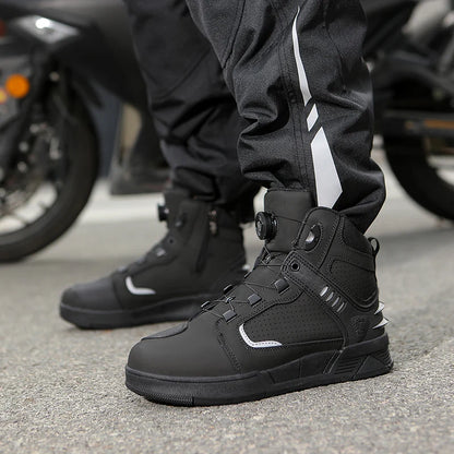 Cowhide Motorcycle Boots Men Leather Breathable Anti Slip Motorbike Cycling Shoes High Quality Men's Motocross Protective Boot
