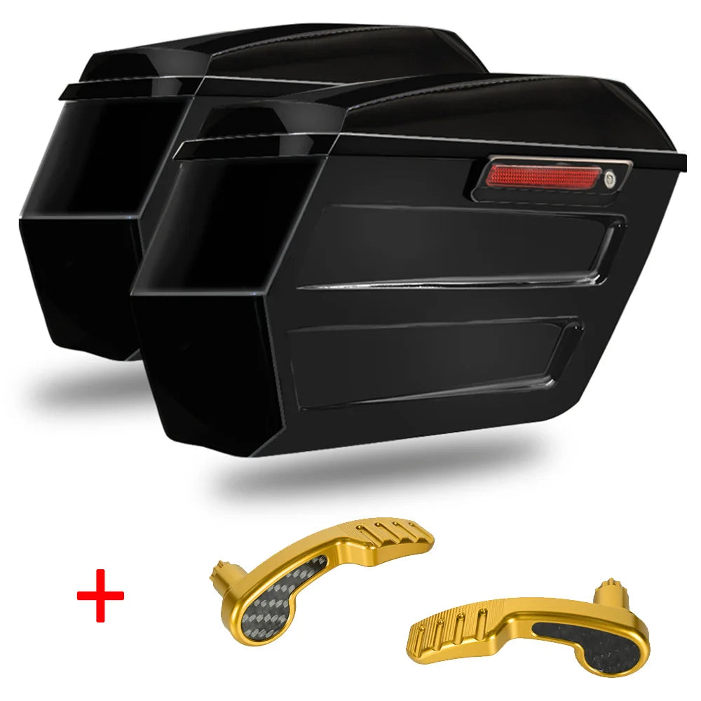 Motorcycle Hard Chopped Performance Saddlebag Bags&Carbon Fiber Latch Kit For Harley Touring Road King RG Street Glide 2014-2023