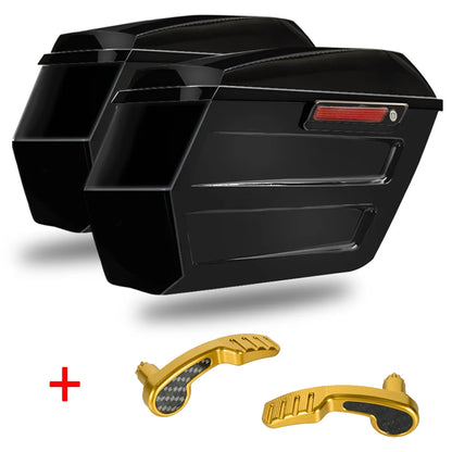 Motorcycle Hard Chopped Performance Saddlebag Bags&Carbon Fiber Latch Kit For Harley Touring Road King RG Street Glide 2014-2023