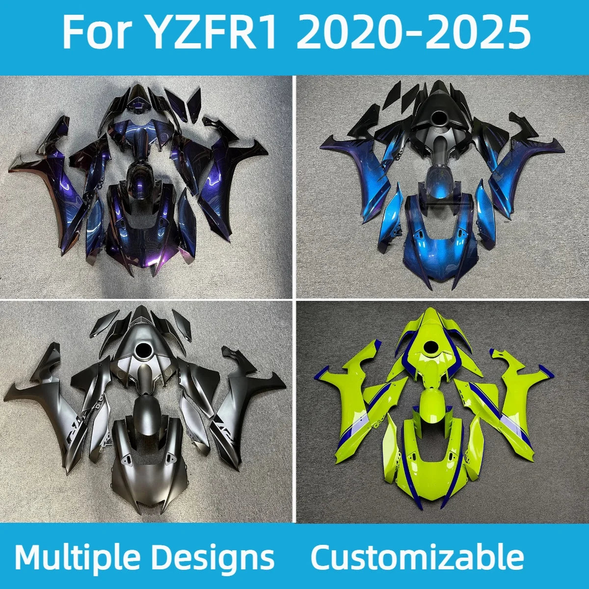 Motorcycle Bodywork Fairings for YAMAHA YZF R1 2020-2025 Free Custom Prime Aftermarket ABS Injection Fairing Kit YZFR1 20-25