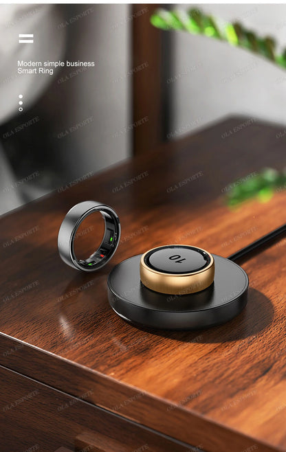 New R10 Smart Ring with Wireless Charging,Health Sleep Monitor,5ATM & ip68 Waterproof,Multi-sport Mode For Android IOS Men Women
