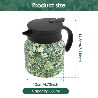 Vintage Floral Tea Thermos Stainless Steel Tea Kettle Drip-Proof Tea Pot With Tea Infuser Mini Thermo Coffee Pot Home Teaware
