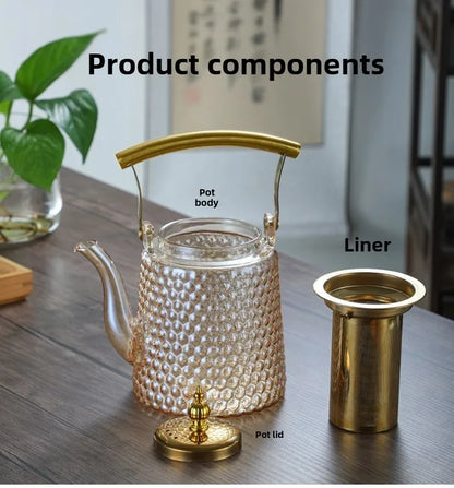 Hammer Japanese beam pot copper handle retro boiling teapot large capacity large hole sky pot high borosilicate glass teapot