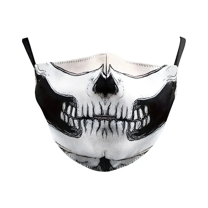3D Printed Horror Skull Pattern Mask Ghost Zombie Half Face Masks Unisex Adjustable Party Mascara Halloween Carnival for Adult