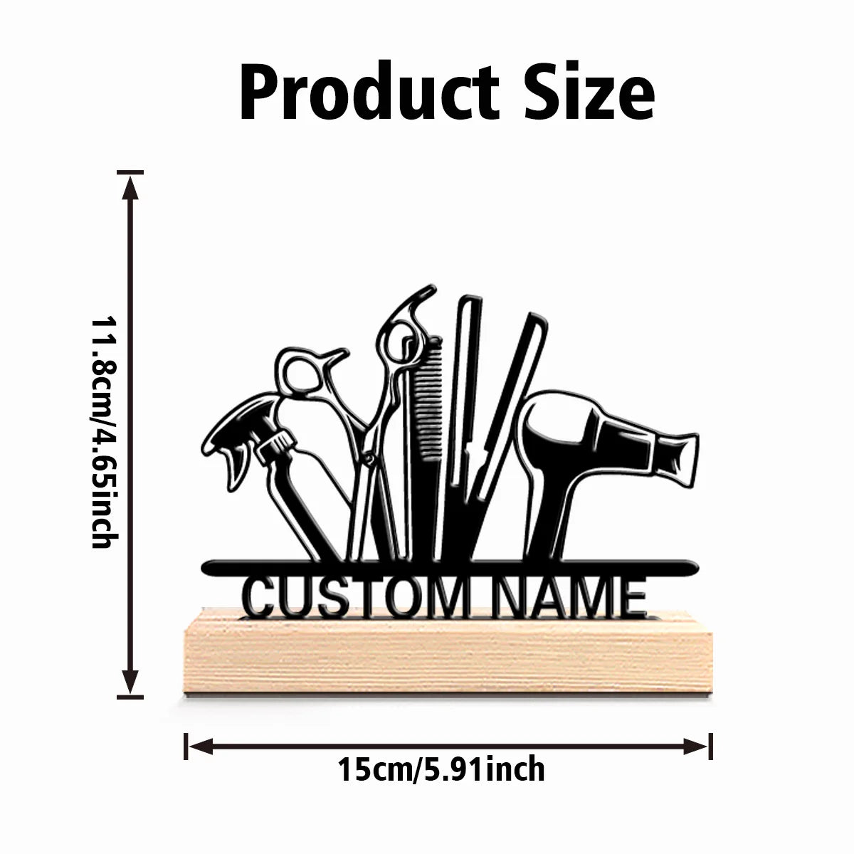 1pc Beauty Personalized Custom Hairstylist Metal Statues Metal Art With Wooden Base  Suitable For Hairdressers Offices Desktop