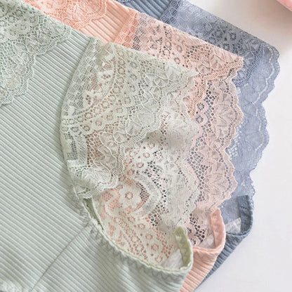 New Women's Cotton Underwear High Waist Antibacterial Panties Sexy Lace Seamless Tummy Briefs Ladies Triangle Shorts Large Size