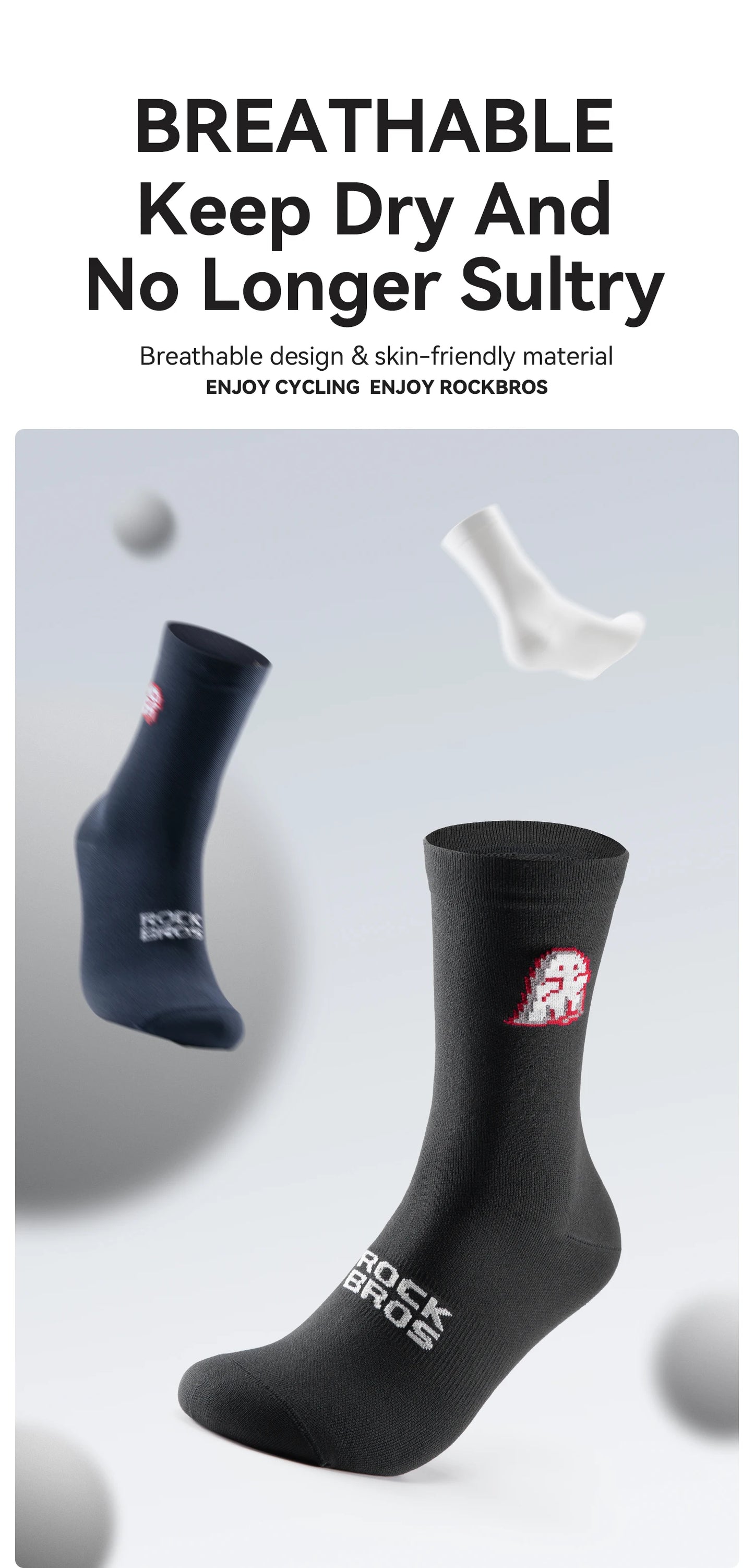 ROCKBROS Cycling Socks Breathable nylon Non-damp Socks Skin-friendly Bike Sport Socks Outdoor Moisture-absorbing Socks