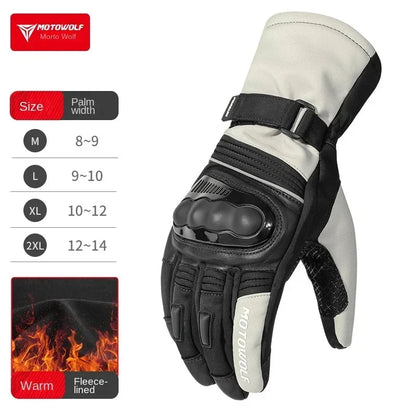 Motowolf Winter Motorcycle Riding Gloves Waterproof Leather Warm Riding Protection Gear for Motorcyclists gp Sports Accessories