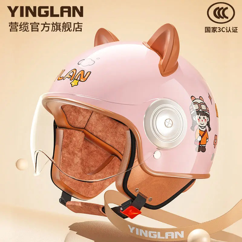 Winter Warm Women's Electric Car Helmet Four Seasons Motorcycle Safety Cap Full Face Helmet 3C Certified Abs Material