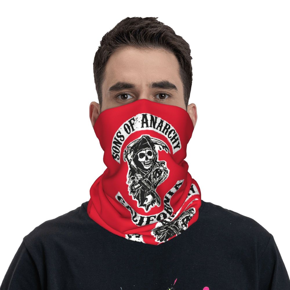 Custom 1 Percenter Essential Sons Bandana Neck Gaiter for Ski Camping Men Women Wrap Scarf TV Show Anarchy Headband Warmer