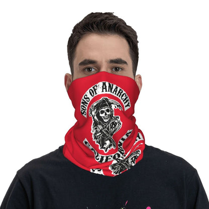 Custom 1 Percenter Essential Sons Bandana Neck Gaiter for Ski Camping Men Women Wrap Scarf TV Show Anarchy Headband Warmer