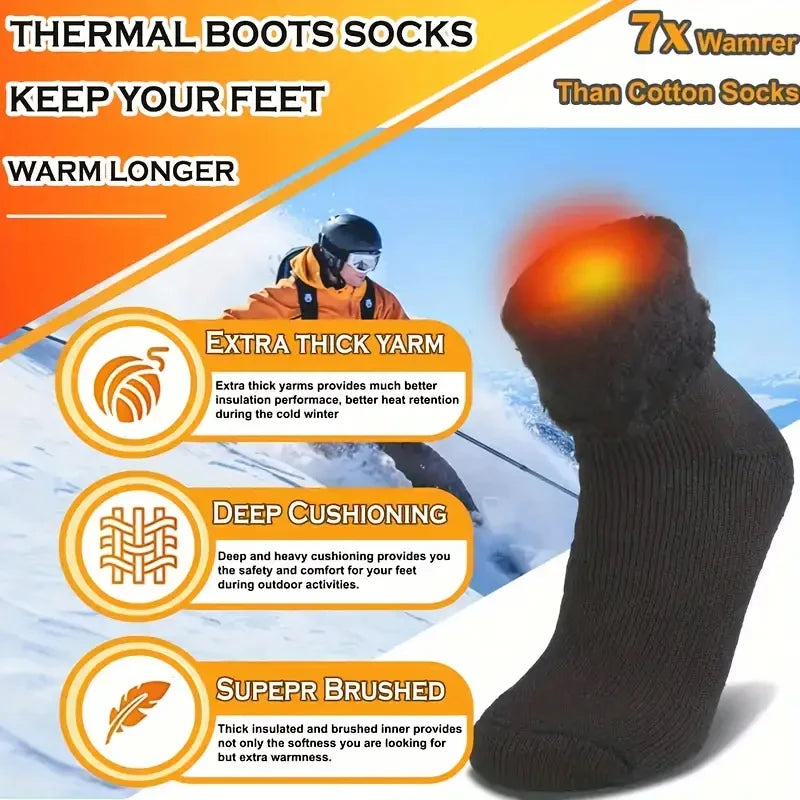 3Pairs Women's Thermal Boot Socks-Thick Warm Soft Cotton Socks for Winter Outdoor Girl Classic Socks Cold Weather Warm Footwear