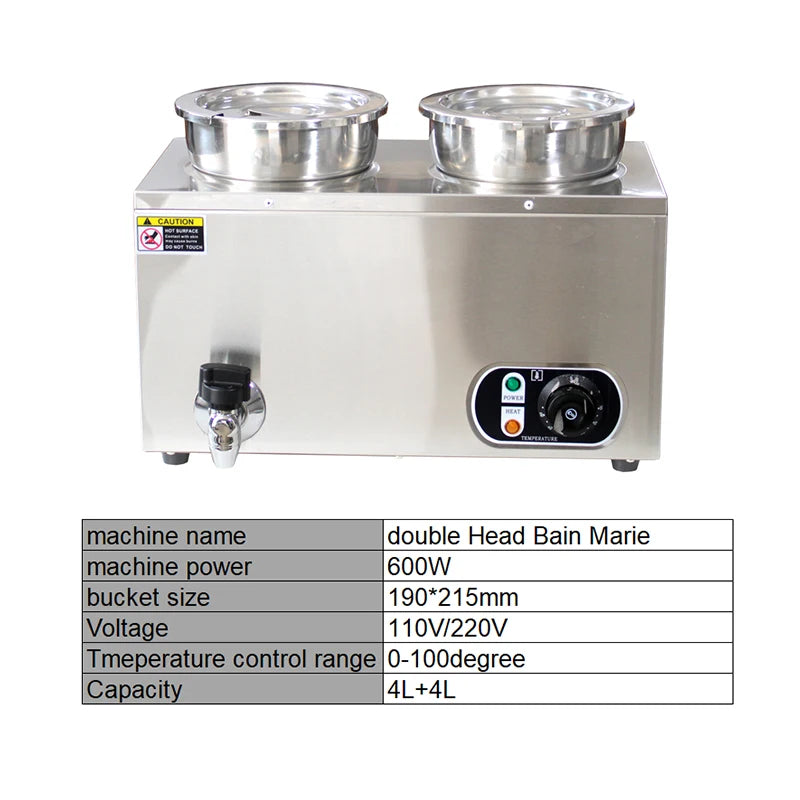 Commercial Soup Warmer Restaurant Kitchen Equipment Insulated Soup Kettle Buffet Food Warmer With 4Pots 7L For Catering 110/220V