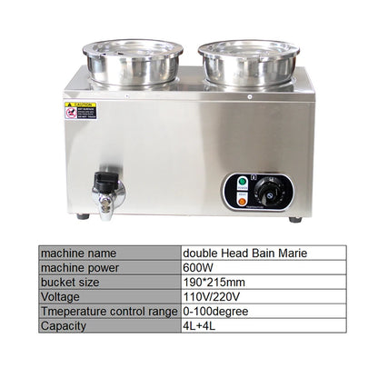 Commercial Soup Warmer Restaurant Kitchen Equipment Insulated Soup Kettle Buffet Food Warmer With 4Pots 7L For Catering 110/220V