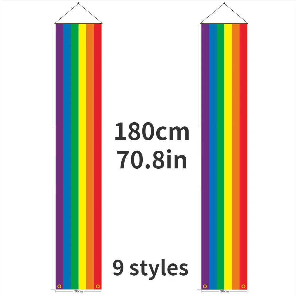 180cm Rainbow Flag Couplets LGBTQ Gay Pride Porch Hangings Outdoor Decorations Flags Lesbian Wedding Decor Banner